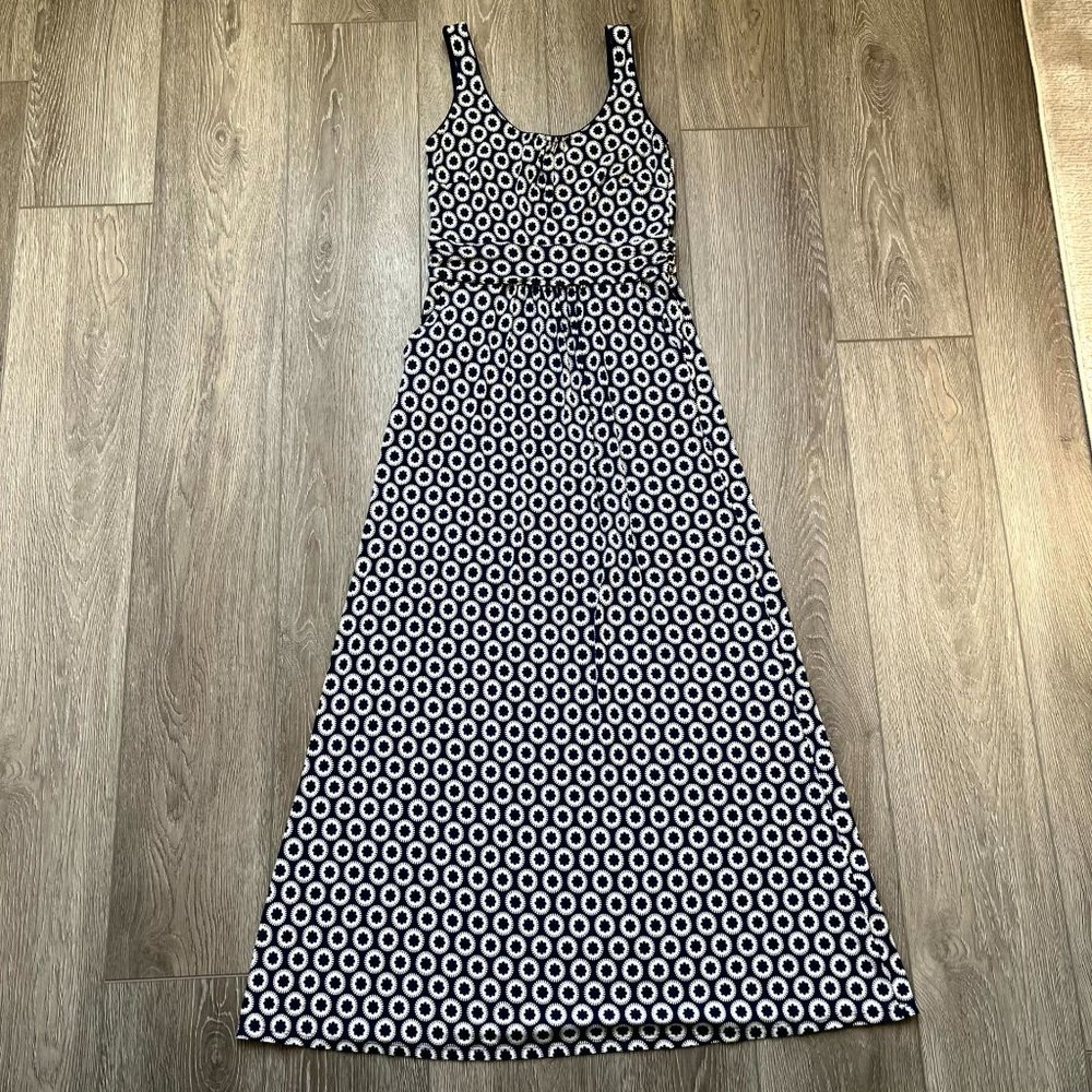 Boden Maxi Dress‎ Size 8R Blue/White Shift Pockets Viscose Blend